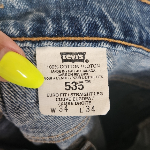 Vintage 90s Levis 535 Dark Wash Relaxed Fit Tapered Leg Jeans 1990s Mens Size 34 - Picture 6 of 11